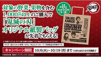 ローソンで野菜を買うと 鬼滅の刃 の紙バッグがもらえる 各店先着50枚 n R