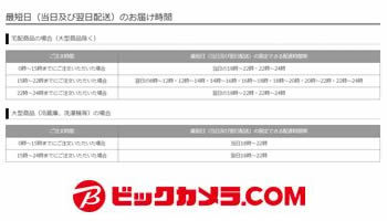 ビックカメラ Com 東京23区内で夜24時までの当日夜間指定配達を開始 n R